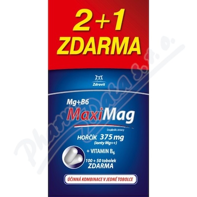 Zdrovit MaxiMag Magnez 375mg+B6 2+1 gratis tob3x50