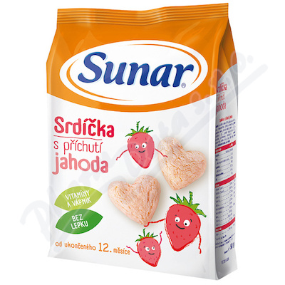 Sunar dziecięcy snack truskawkowe serduszka 50g