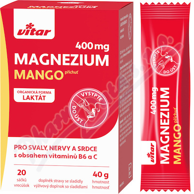 Vitar Magnezium 400mg + wit.B6 + vit.C 20 saszetek