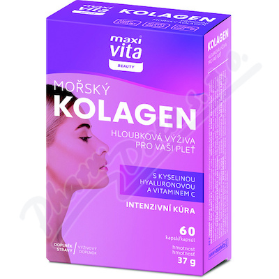 MaxiVita Beauty Kolagen morski+kwas hialuron. cps.60