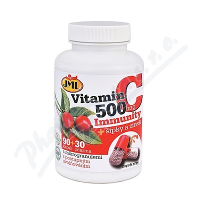 JML Witamina C 500mg + dzika róża i Cynk cps.90+30