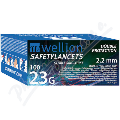 Wellion safety lancets 23G jednoráz.bezp.jeh.100ks