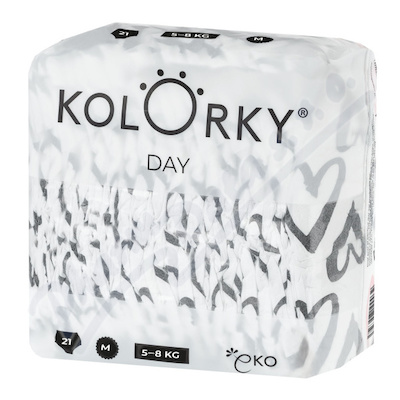 KOLORKY DAY jednoráz.eko plenky M 5-8kg 21ks Srdce