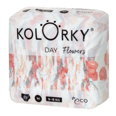 KOLORKY DAY jednoráz.eko plenky M 5-8kg 21ks Květy