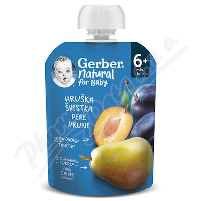 Gerber Natural kapsička hruška/švestka 90g 6M