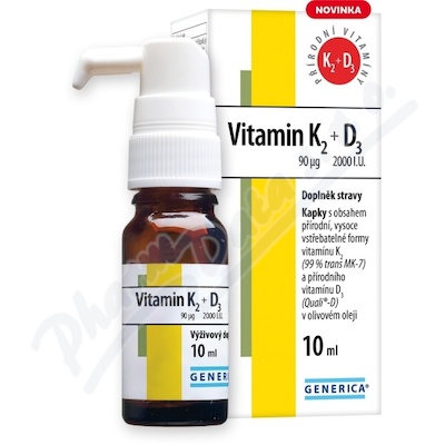 Vitamin K2 90mcg + D3 2000 I.U.kapky 10ml Generica