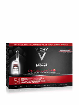 Vichy Dercos Aminexil Clinical 5 ukierunkowana pielęgnacja przeciw wypadaniu włosów dla mężczyzn Multi-Target Anti-Hair Loss Treating Care 21 x 6 ml