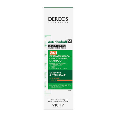 VICHY DERCOS Szampon przeciwłupieżowy i odżywka 2w1 200 ml