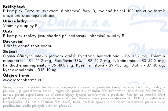 Rosen B-komplex FORTE drg.100 rodzinne opakowanie