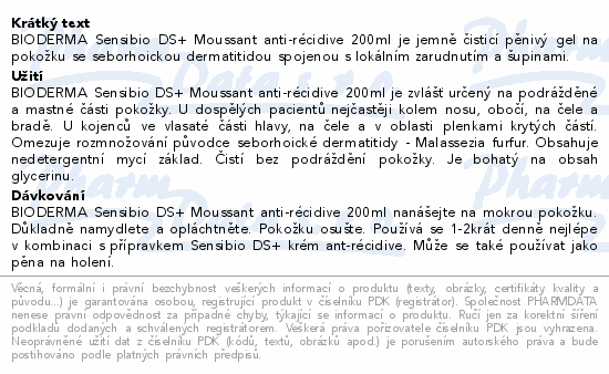 BIODERMA Sensibio DS+ Gel moussant 200ml