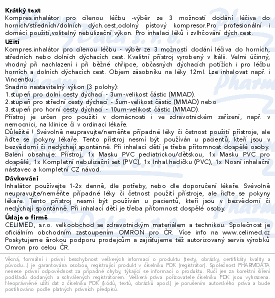 Inhalátor kompr.OMRON A3 Complete profes.i domácí