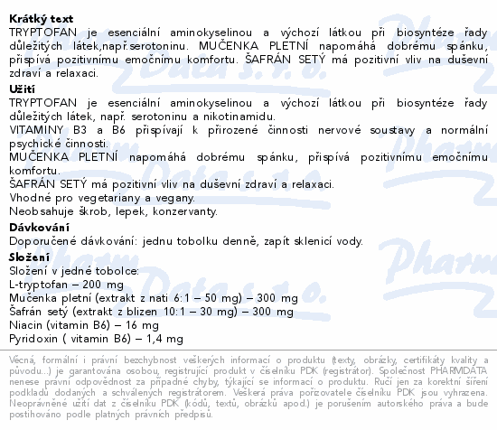 L-TRYPTOFAN 200mg+szafran+męczennica SETARIA 30kapsułek