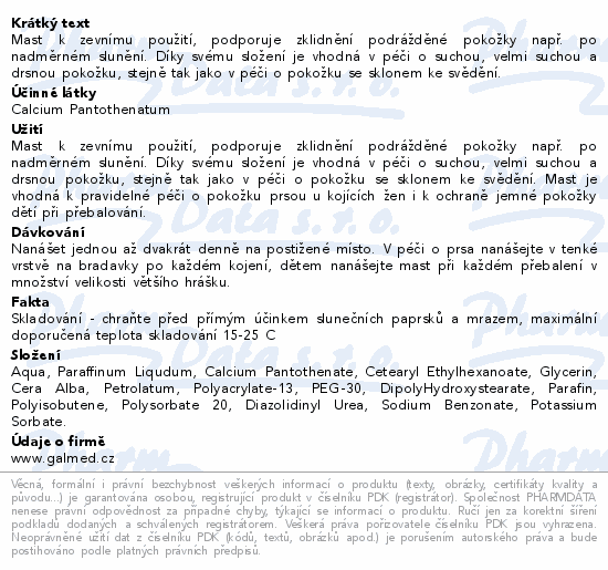 Calcium panthothenicum mast 100g Galmed