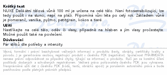 NUXE Delikátní tělová vůně 100ml