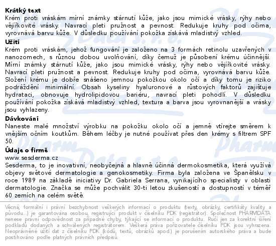 SESDERMA RETIAGE oční krém 15ml