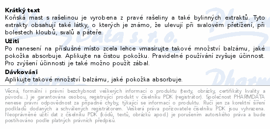 Koňská mast s rašelinou chladivá 250ml