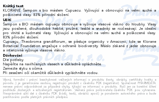 KLORANE Šampon vyživuj.s bio máslem Cupuacu 200ml