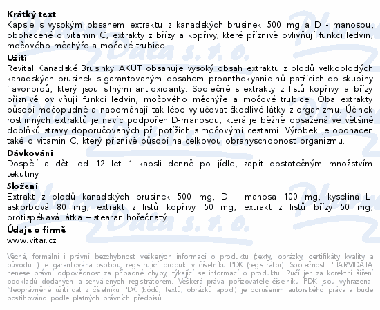 Revital Żurawina kanadyjska Akut 500 mg cps.15