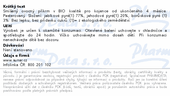 Sunar BIO mus Jabłko truskawka jagoda 100g