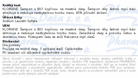 KLORANE Šampon s BIO kopřivou mastné vlasy 400ml