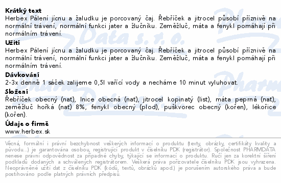 HERBEX lékárna Pálení jícnu a žaludku n.s.20x3g