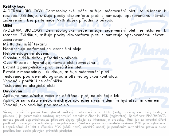 A-DERMA BIOLOGY Pielęgnacja przeciw zaczerwienieniom 40ml