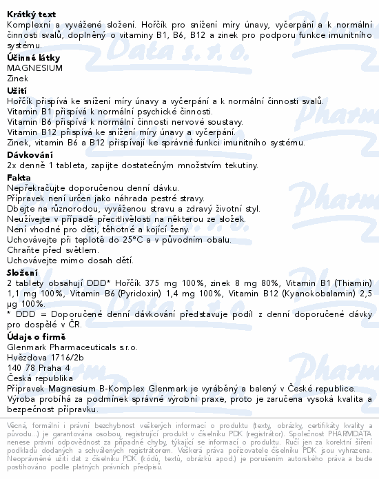 Magnesium B-komplex Glenmark tbl.100+20