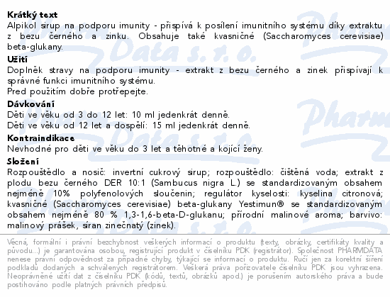 Alpikol sirup na podporu imunity 120ml