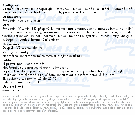Pyridoxin 30x24mg Galmed