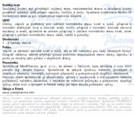 MedPharma Wapno+Magnez+Cynk tbl.107