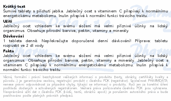 MedPharma Ocet jabłkowy+wit.C+Inulina tbl.eff.20