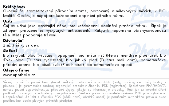 Apotheke BIO Rakytníkový čaj máta pomer. 20x1.8g